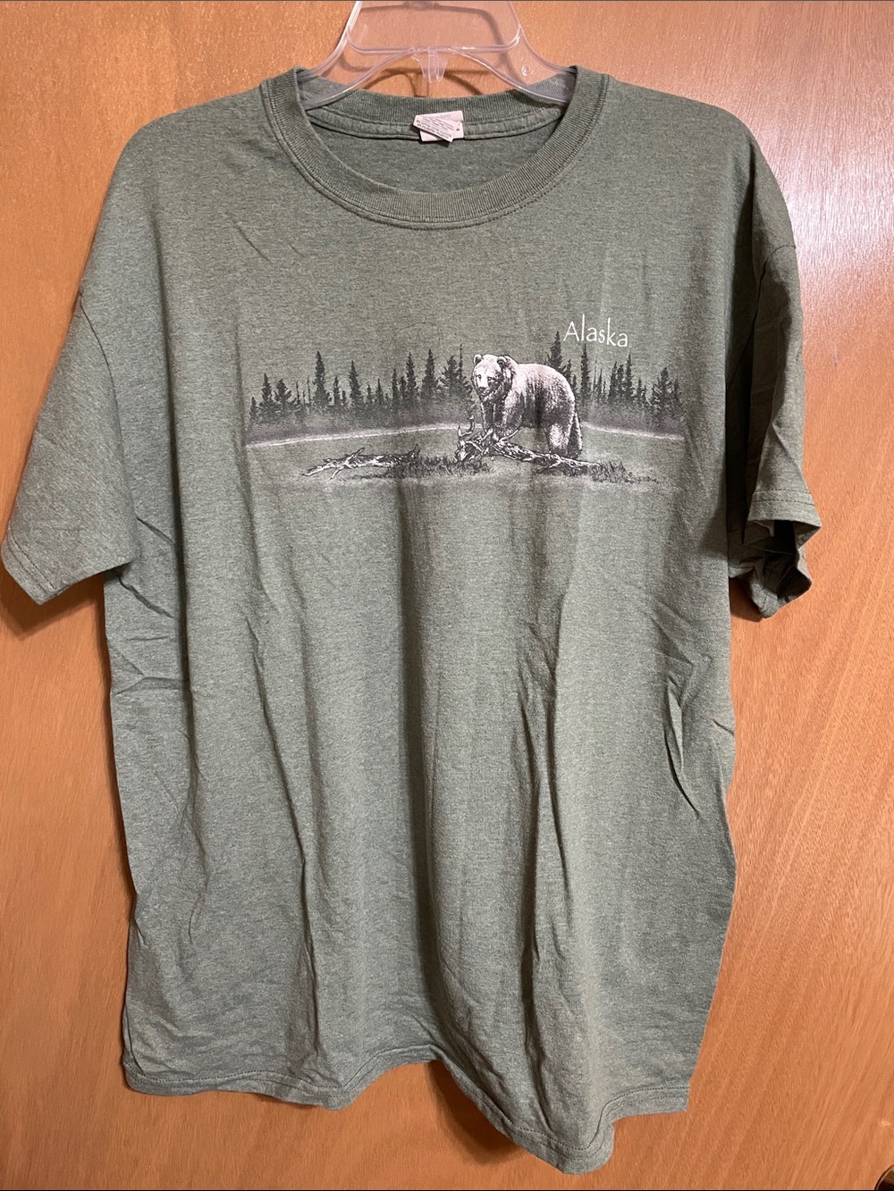 Gildan Olive Green Alaska Bear Short Sleeve Tee
